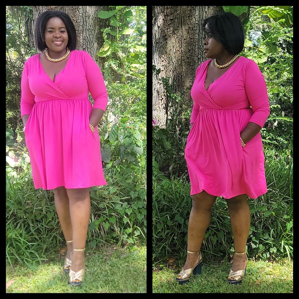 Breast Cancer Fashion Pink Wrap Dress